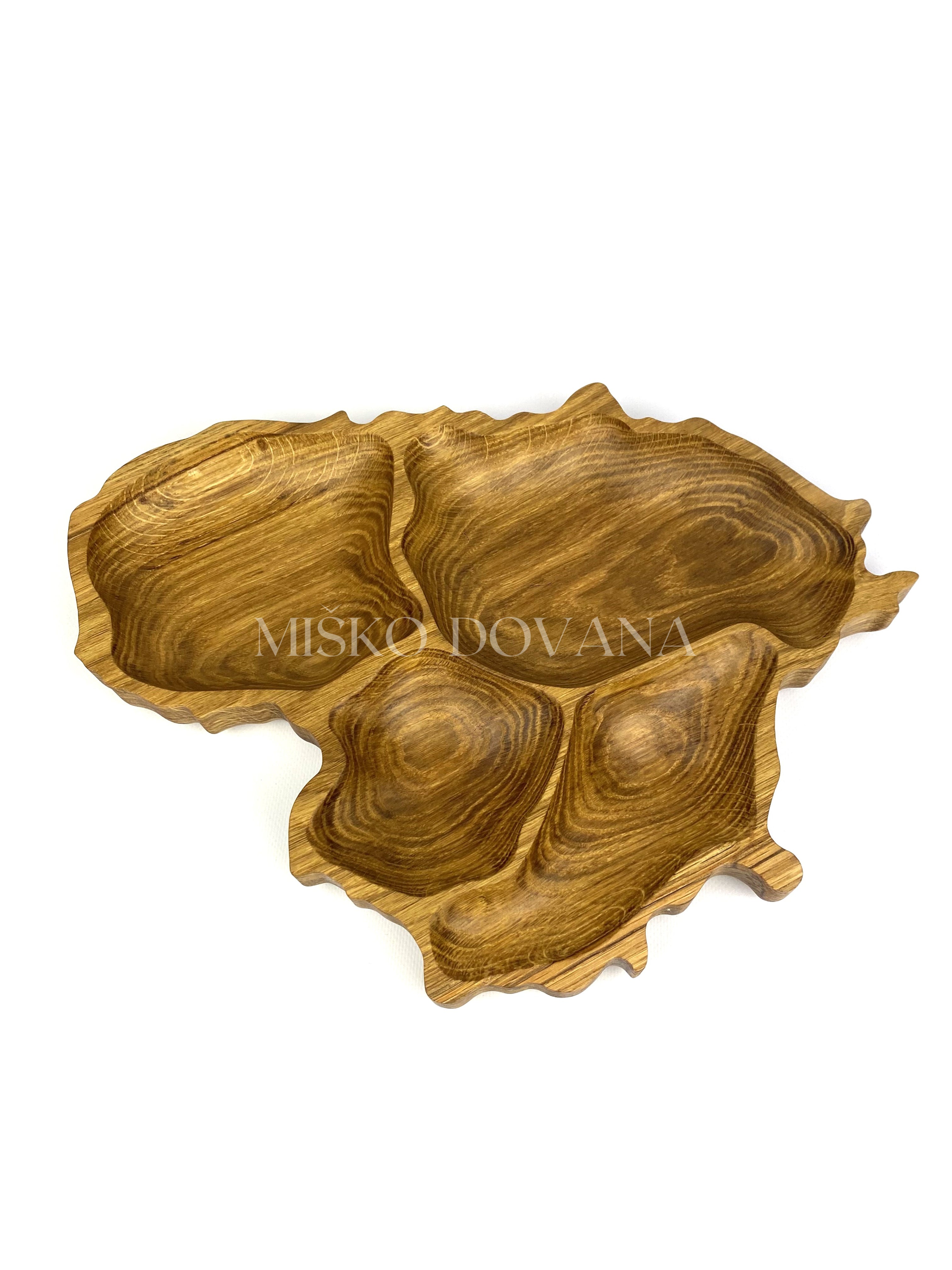 Padėklas LIETUVA iš vientisos ąžuolo medienos